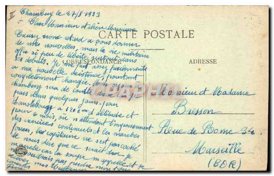 CPA Chambery La Leysse et le Palais de Justice  — Verso