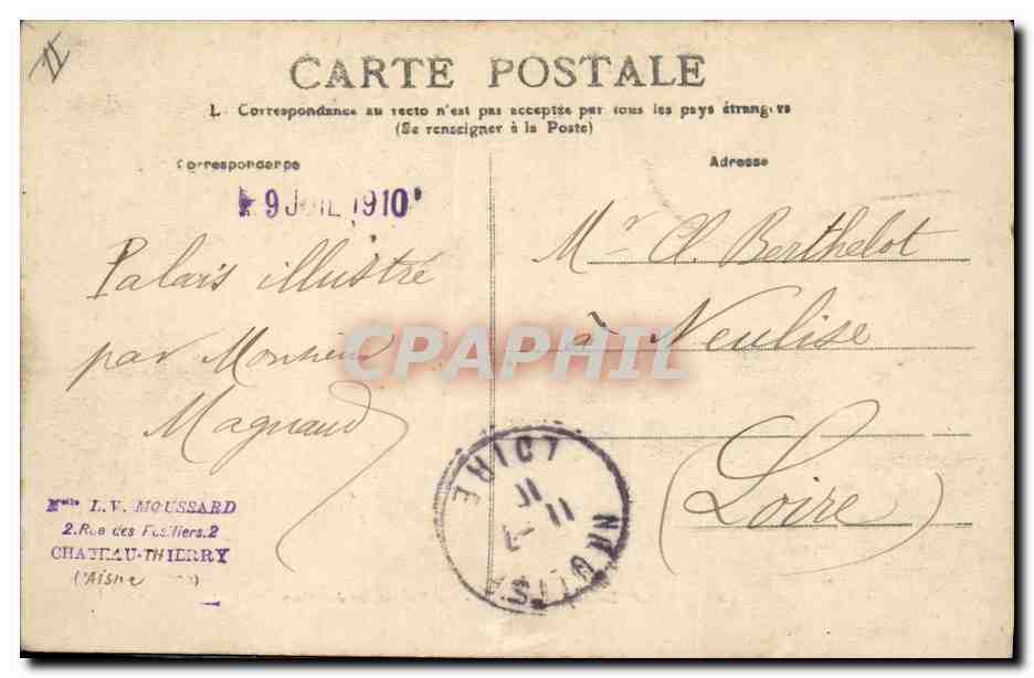CPA Palais de Justice Chateau Thierry — Verso
