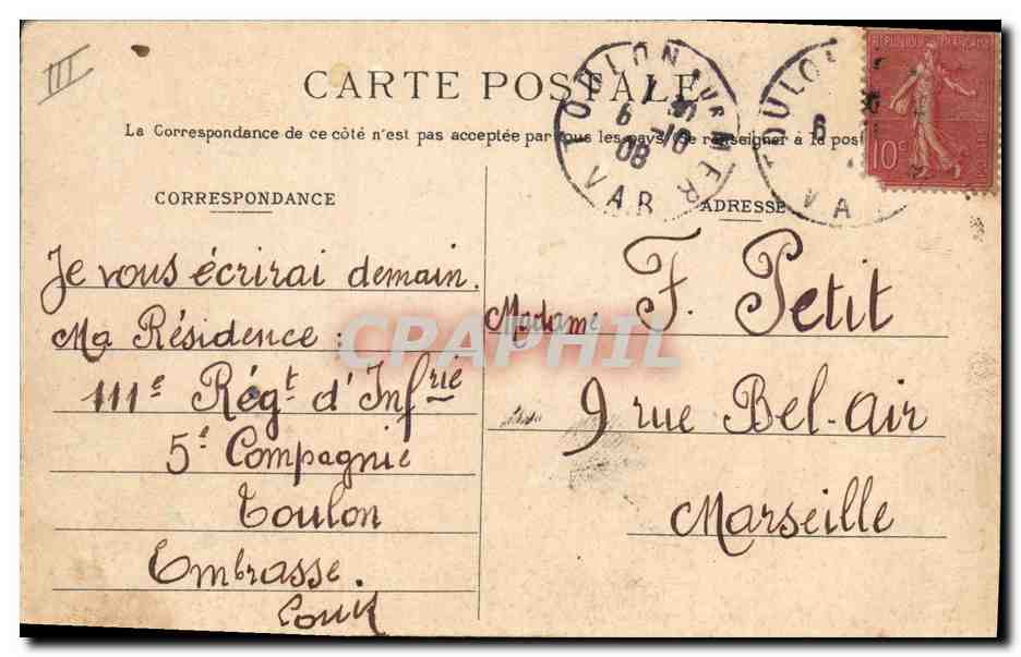CPA Bateau de Guerre Cuirasse d'escadre faisant Tir des pieces de 305 mm — Verso