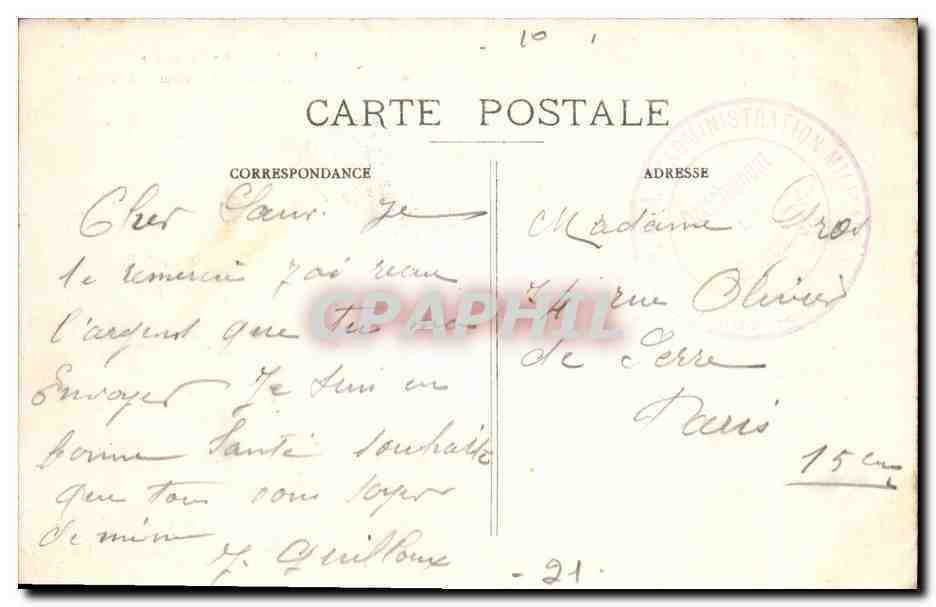 CPA Prefecture Dijon Ancien Hotel Bouhier de Lantenay — Verso