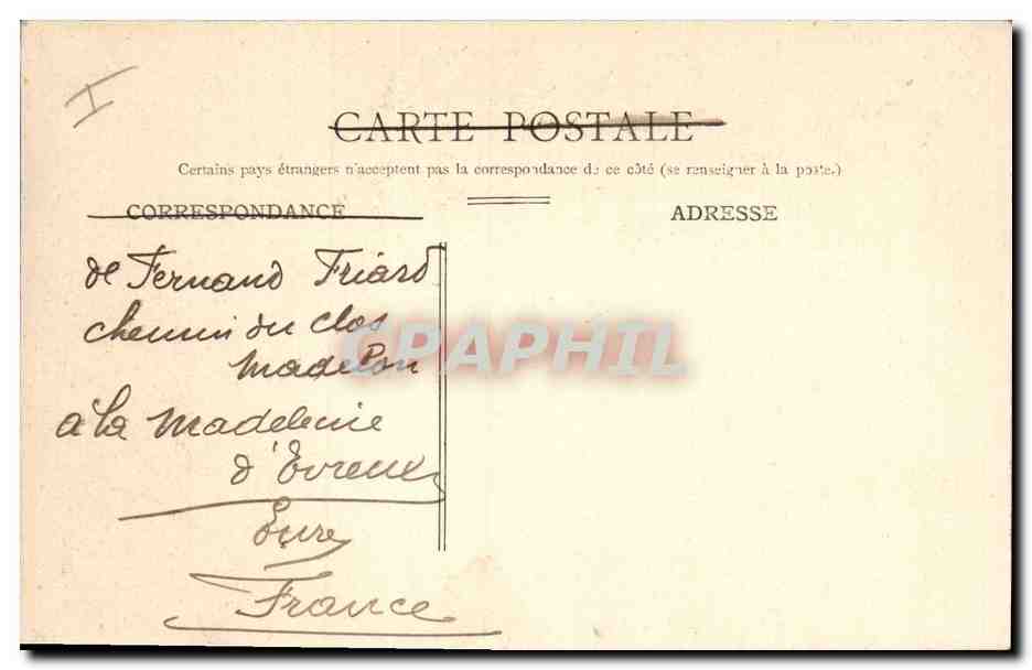 CPA Prefecture Evreux — Verso