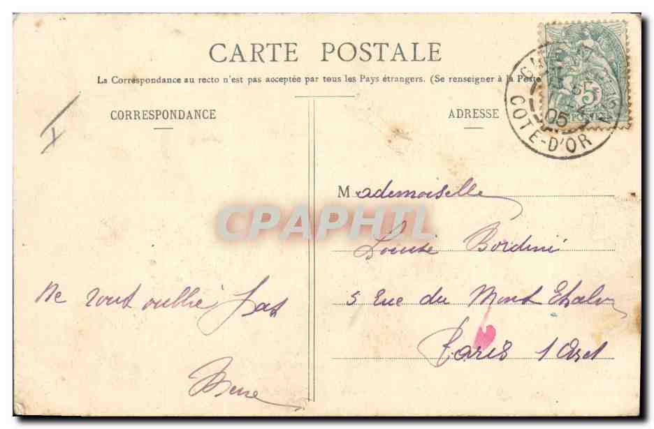 CPA Prefecture Dijon Ancien Hotel Bouhier de Lantenay — Verso