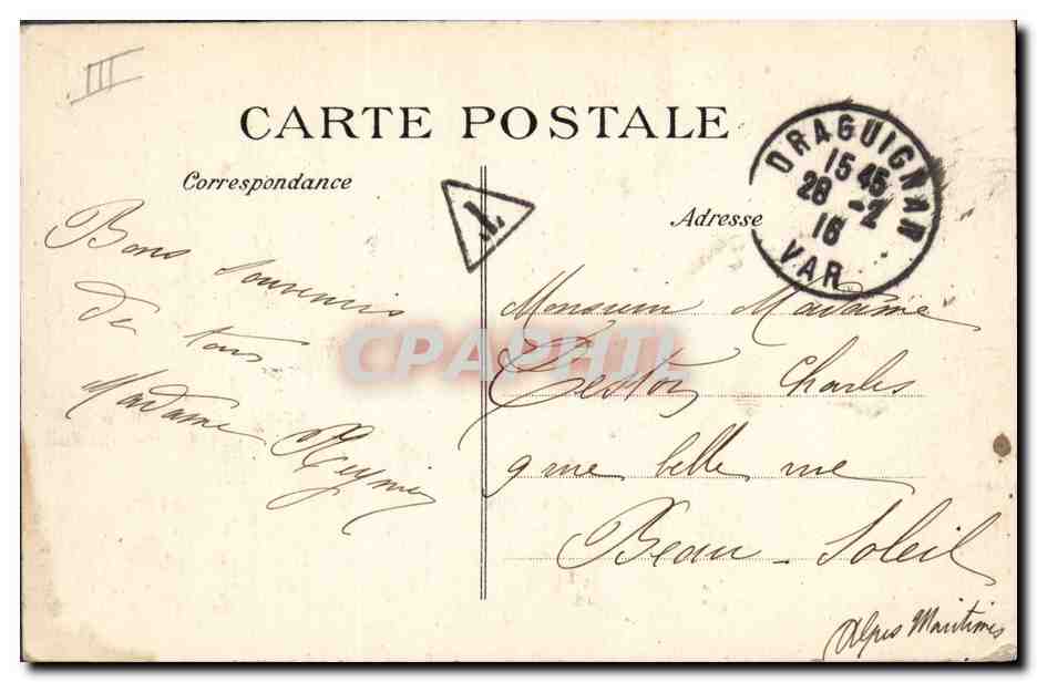 CPA Prefecture Draguignan — Verso