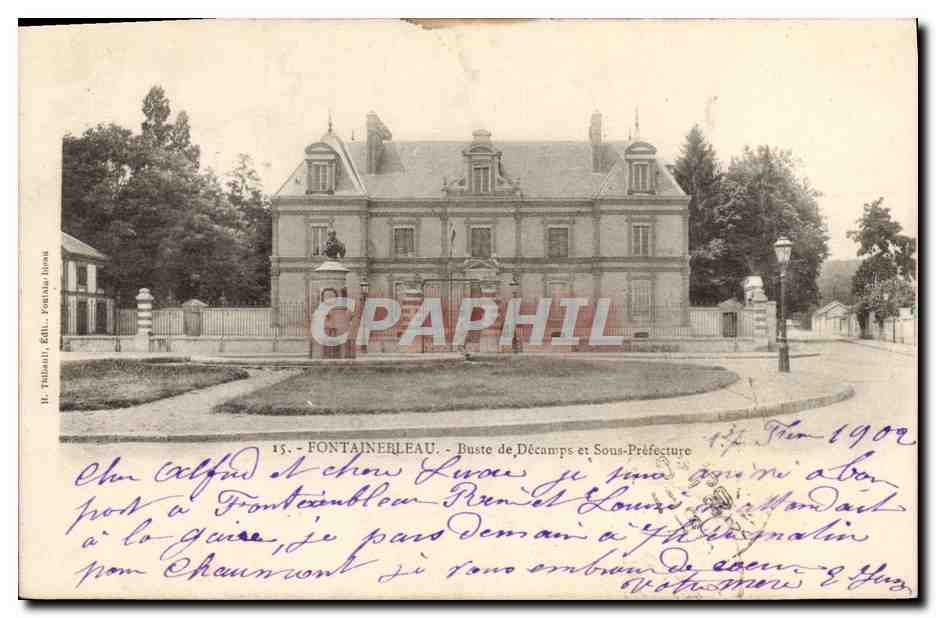 CPA Fontainebleau Buste de Decamps et Sous Prefecture 