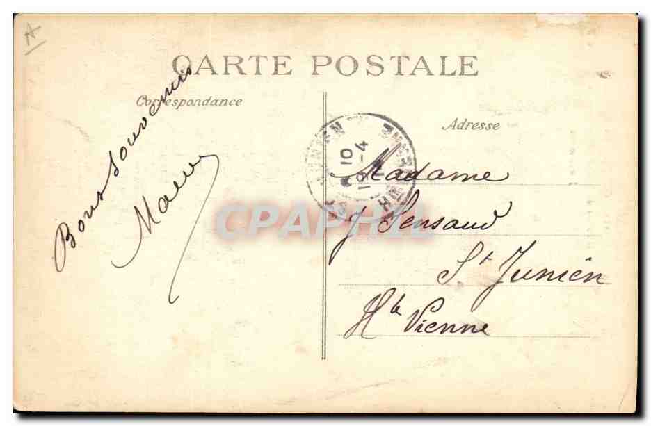 CPA Folklore Un salut de Saint Pol de Leon et de Roscoff Jeune marie Mariage — Verso