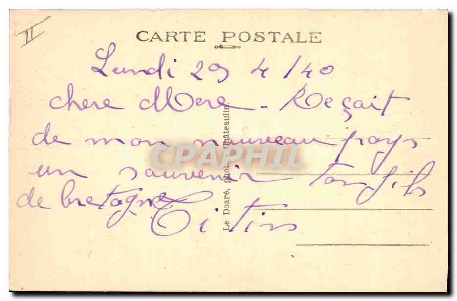 CPA Folklore Interieur de chaumiere bretonne — Verso