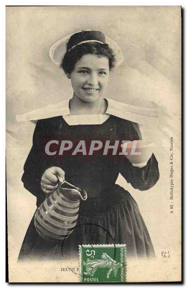 CPA Folklore Jeune bretonne
