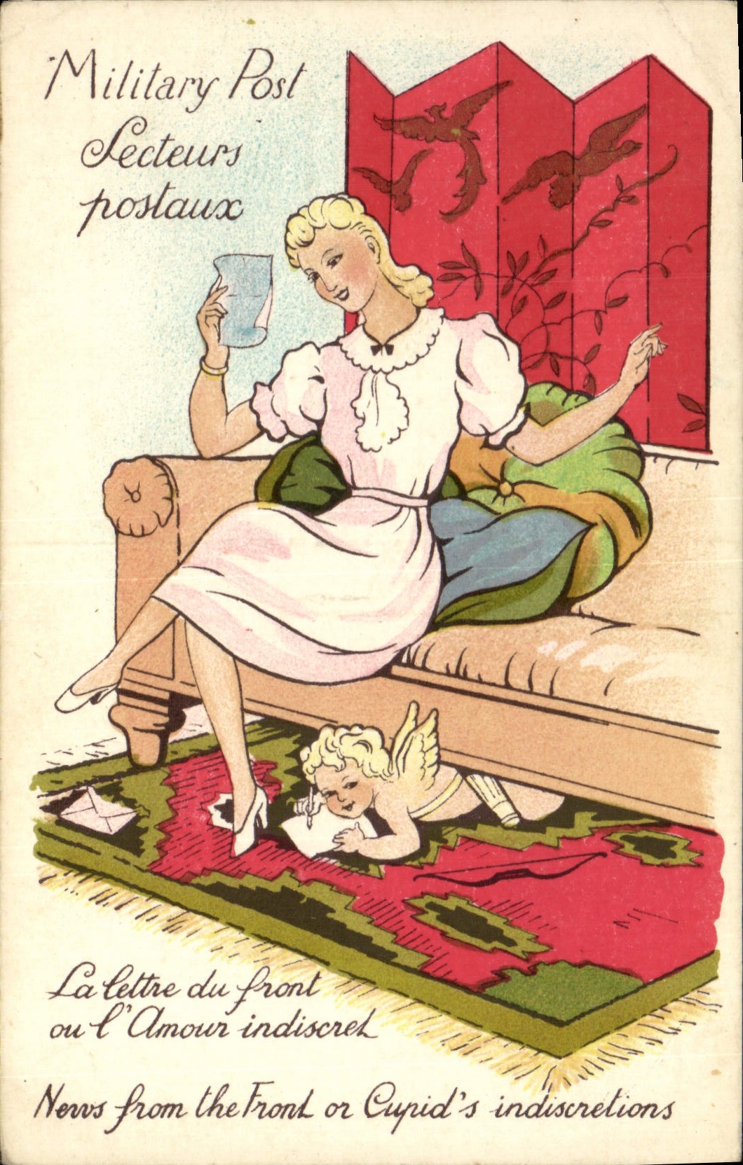 Femme lisant une lettre — La lettre du front ou l'Amour indiscret — Secteurs Postaux n°205