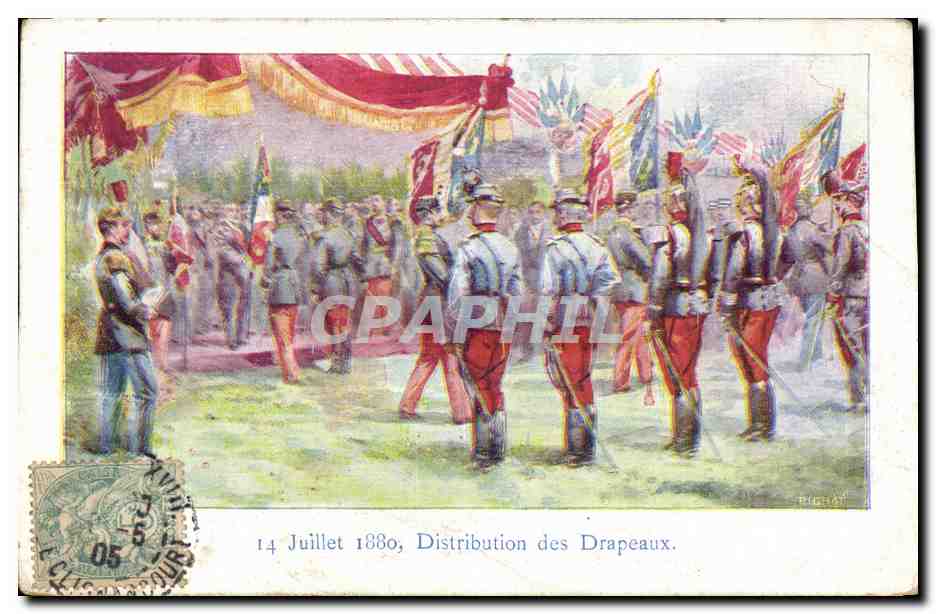 Distribution des Drapeaux — 14 Juillet 1880 — Éditeur Pichat