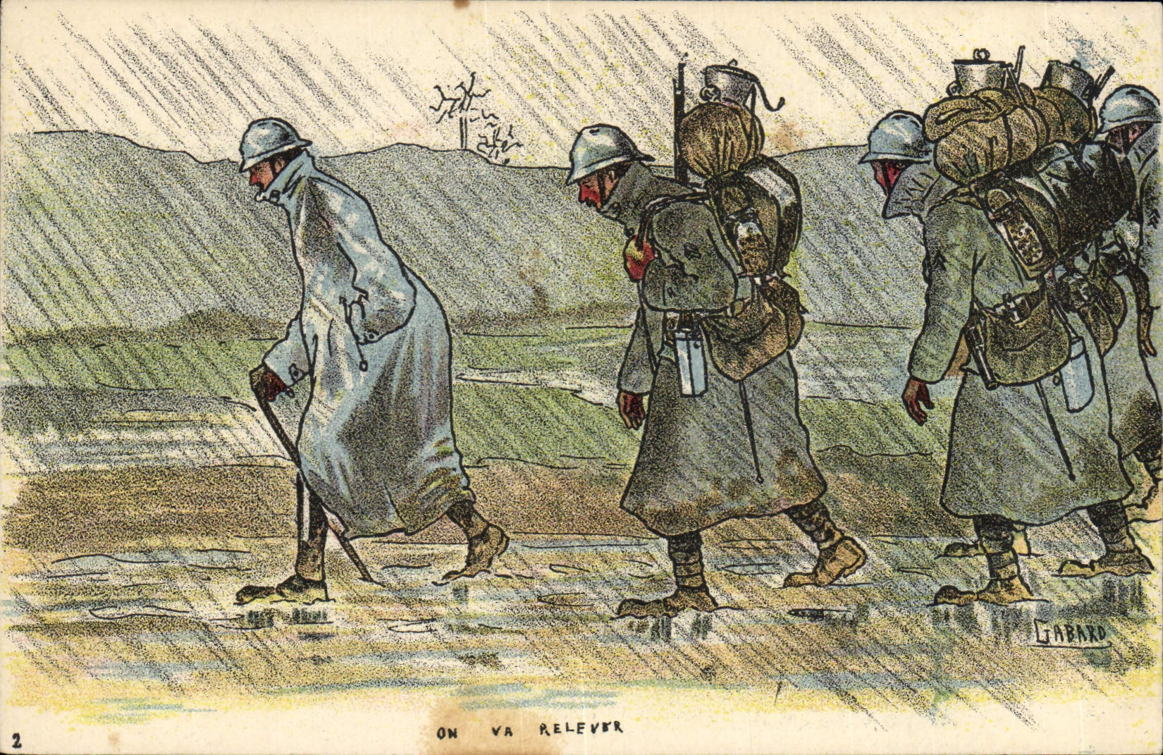 Soldats en marche sous la pluie — Gabard — Série II