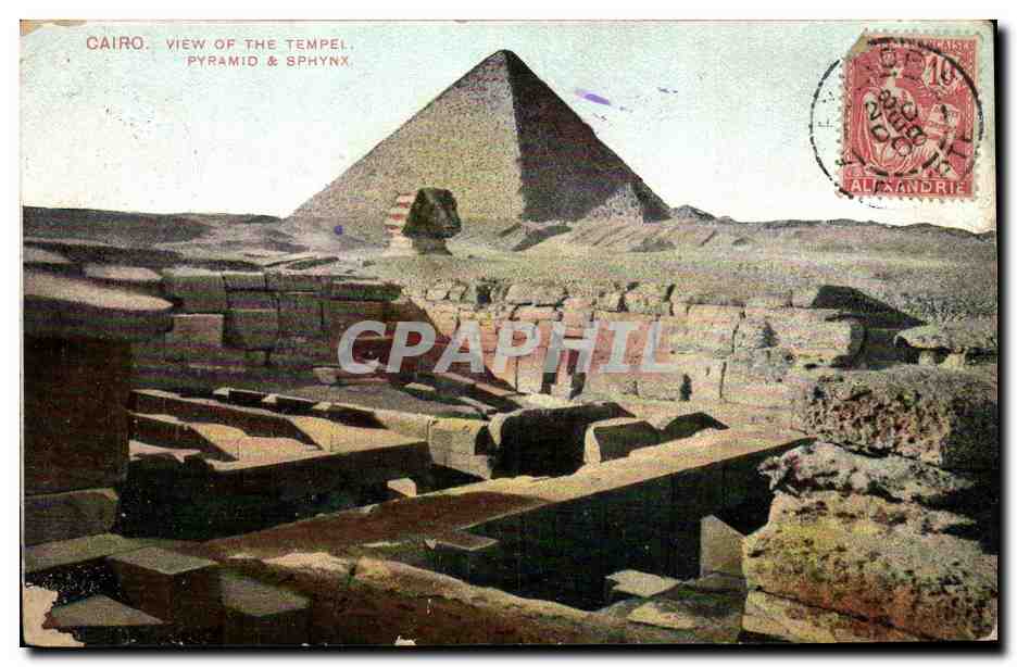 CPA Egypt Egypte View of the tempel Timbre Alexandrie Mouchon 