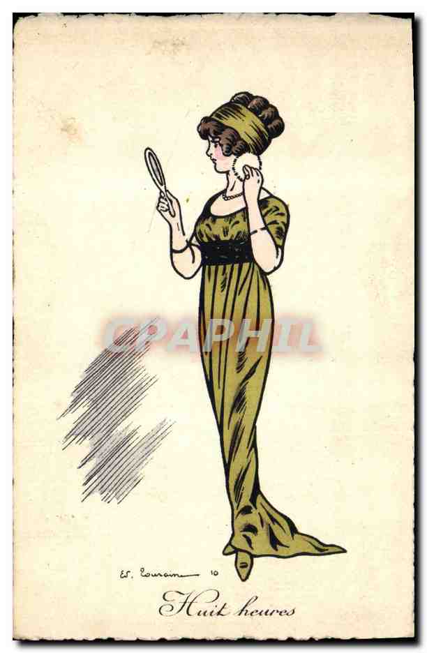 CPA Fantaisie (dessin a la main) Femme Huit heures