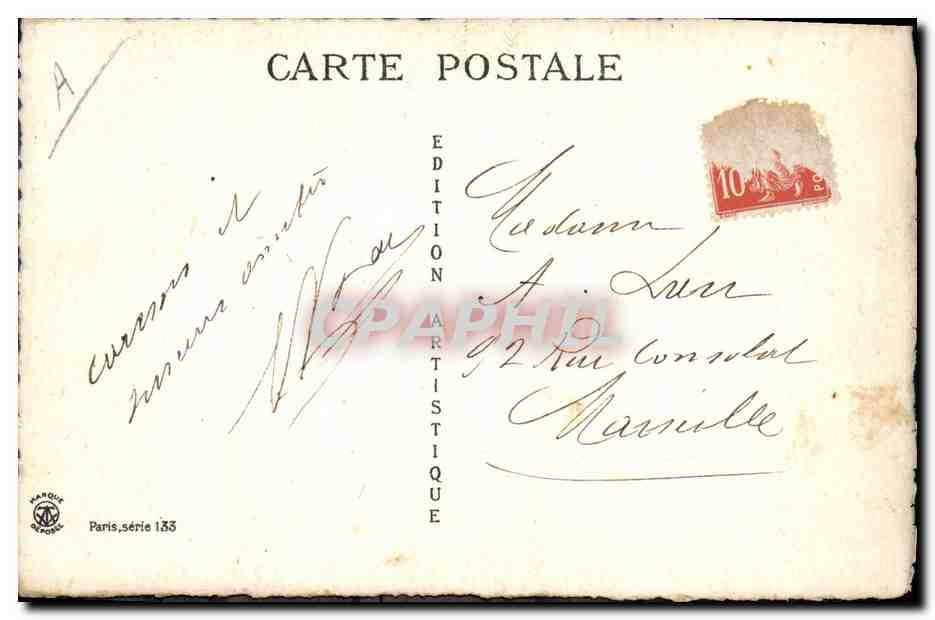 CPA Fantaisie (dessin a la main) Femme Huit heures — Rückseite