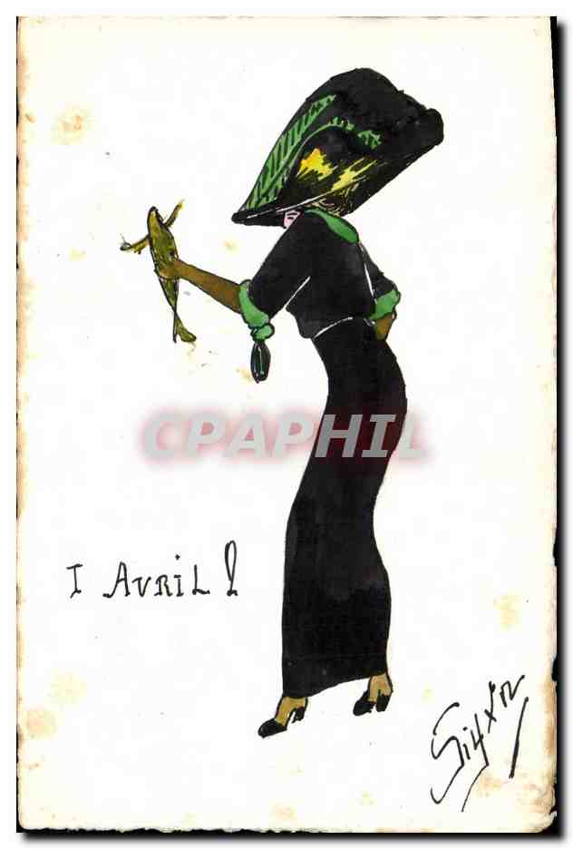 CPA Fantaisie (dessin a la main) Femme 1er Avril