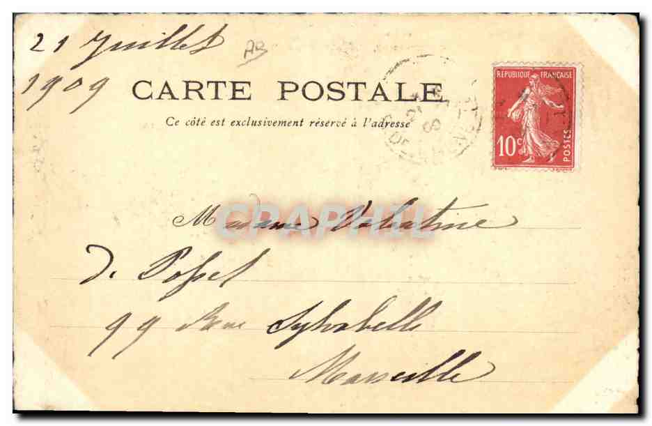 CPA Fantaisie (dessin a la main) Femme — Rückseite