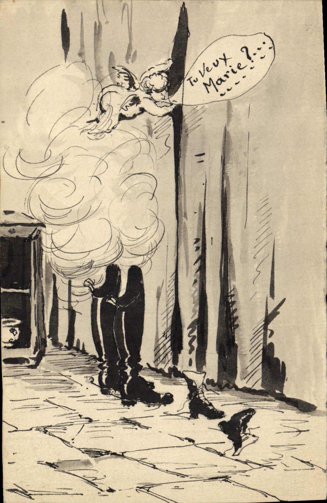CPA Fantaisie (dessin a la main) Tu veux Marie Militaria Officier