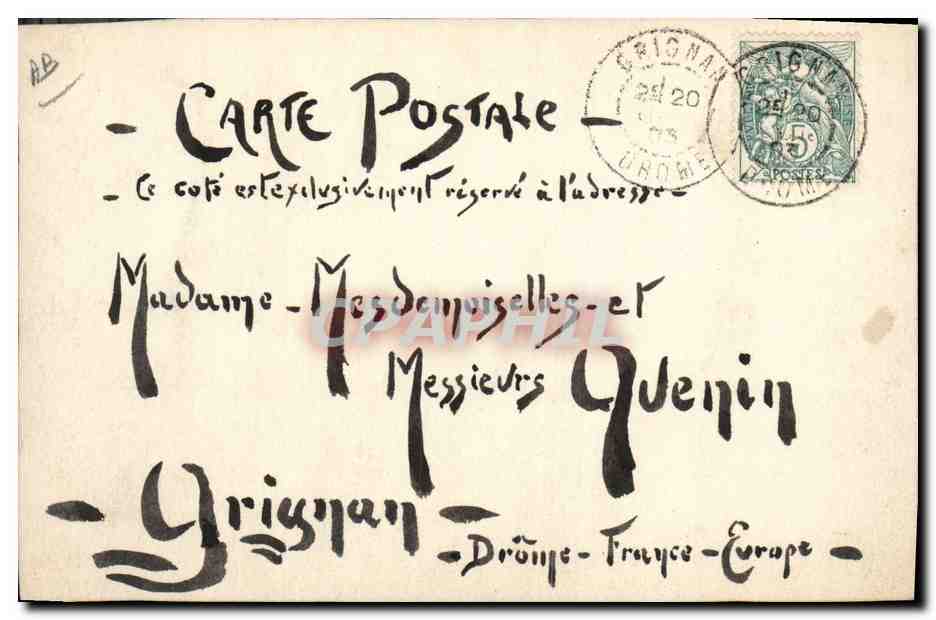 Soldat et femme avec enfant — scène de rue — Grignan (1) — Grignan — Verso
