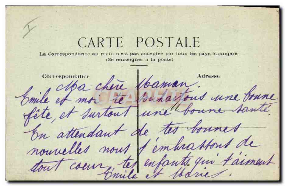 Fleurs de pensées — Bonne Fête — Carte postale — Verso