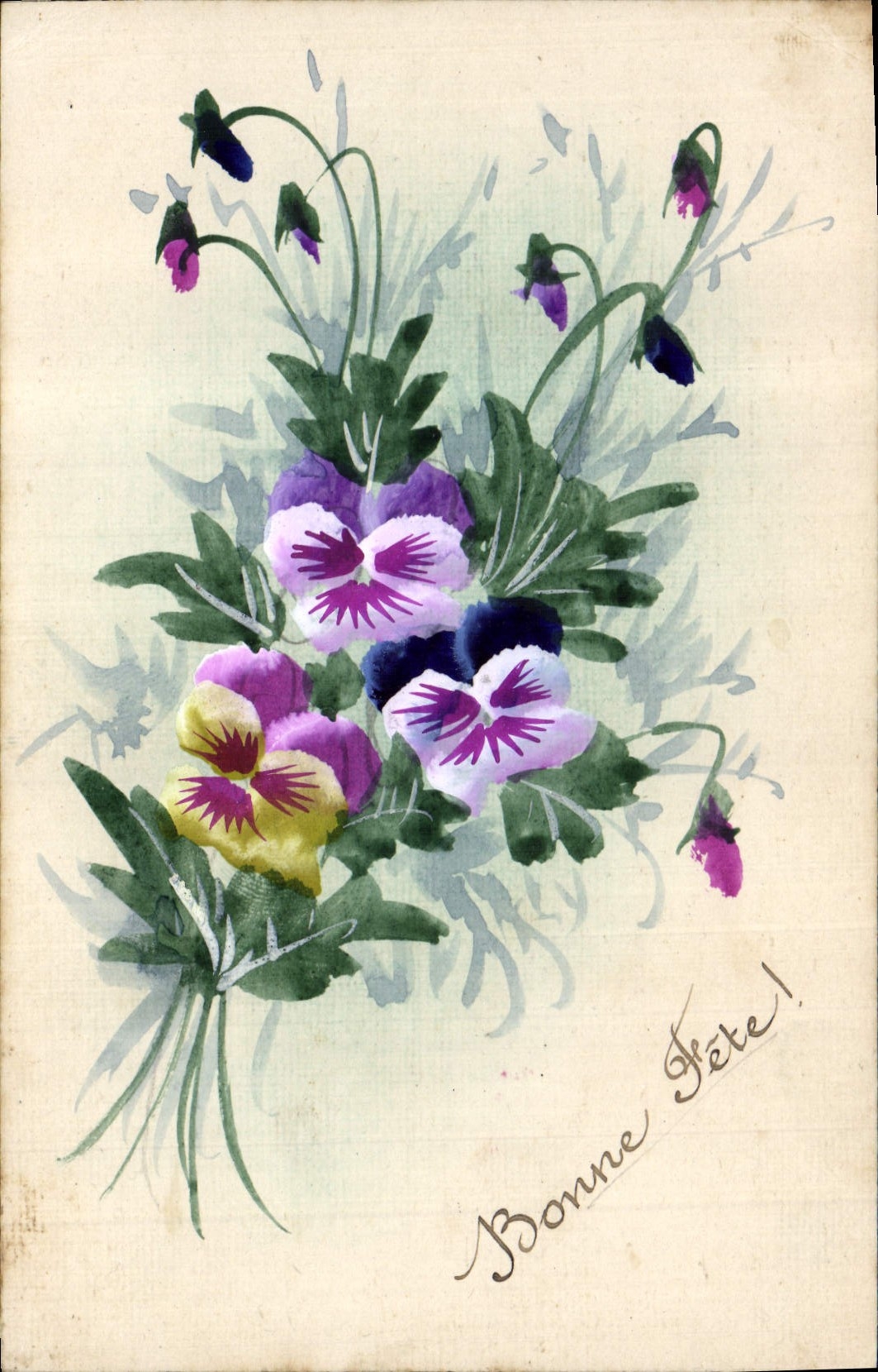 Bouquet de pensées — Bonne Fête ! — Carte postale