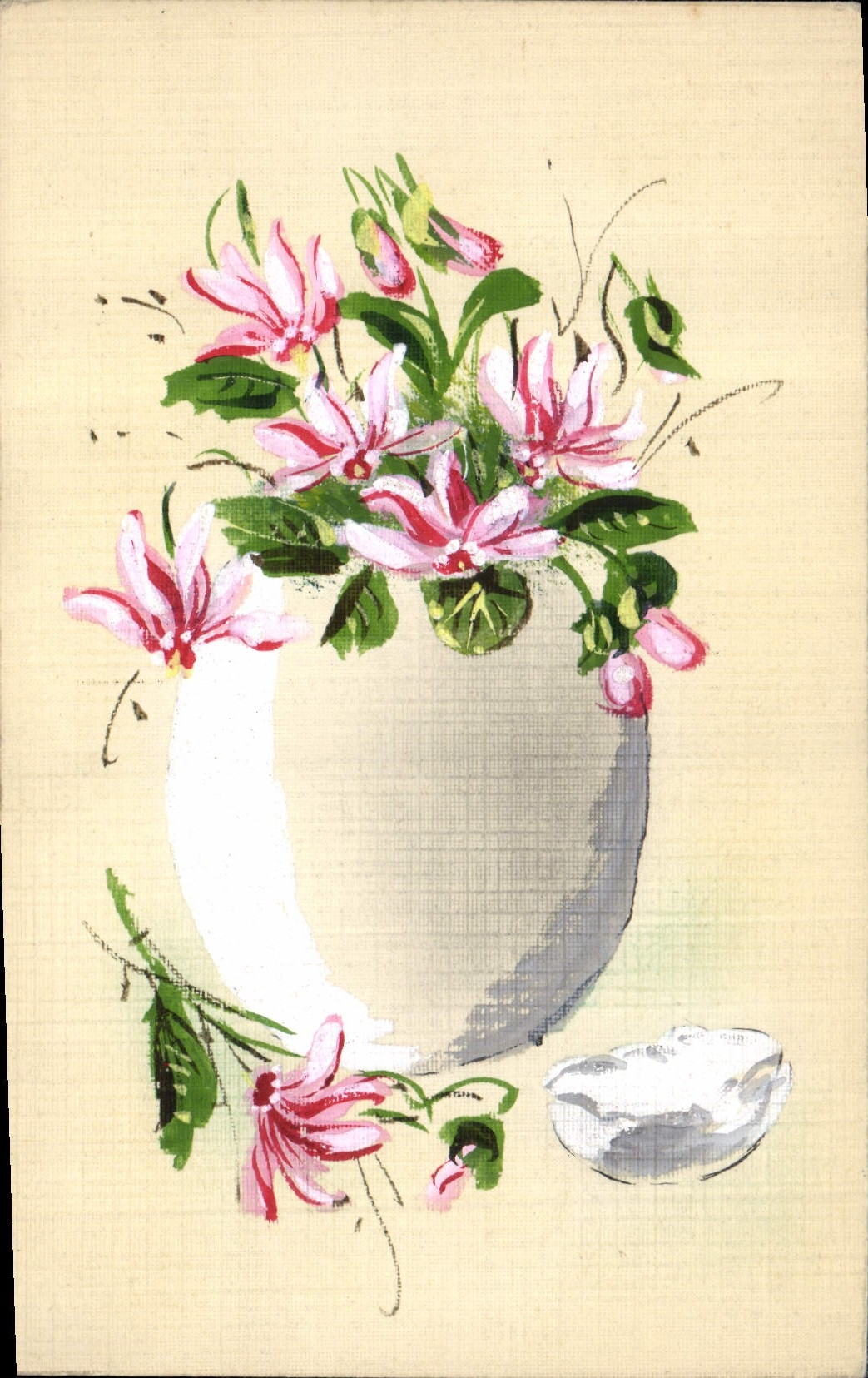 Bouquet de fleurs roses — dessin à l'aquarelle — éditeur non visible