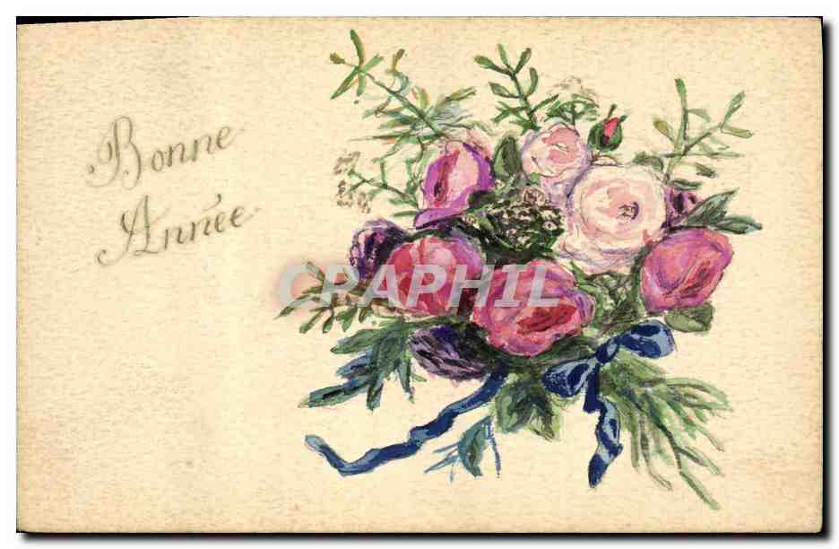 Bouquet de roses — Bonne Année — carte postale