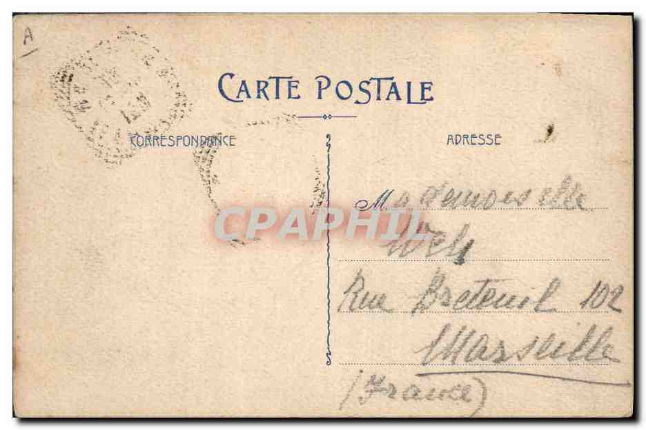 Deux enfants jouant avec une scie — dessin à l'encre et aquarelle — carte postale personnalisée — Rückseite