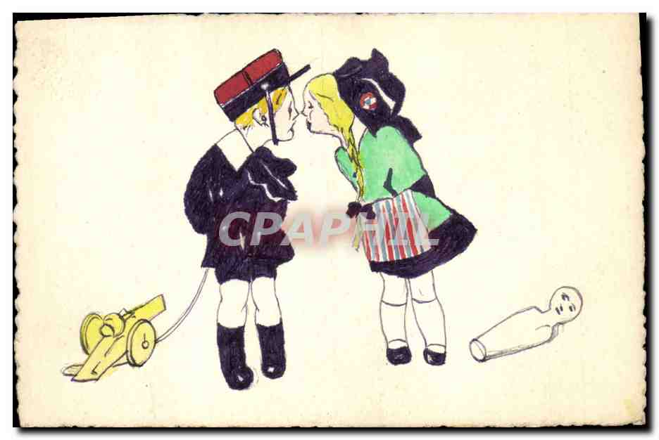 Enfants en train de s'embrasser — illustration — éditeur non visible