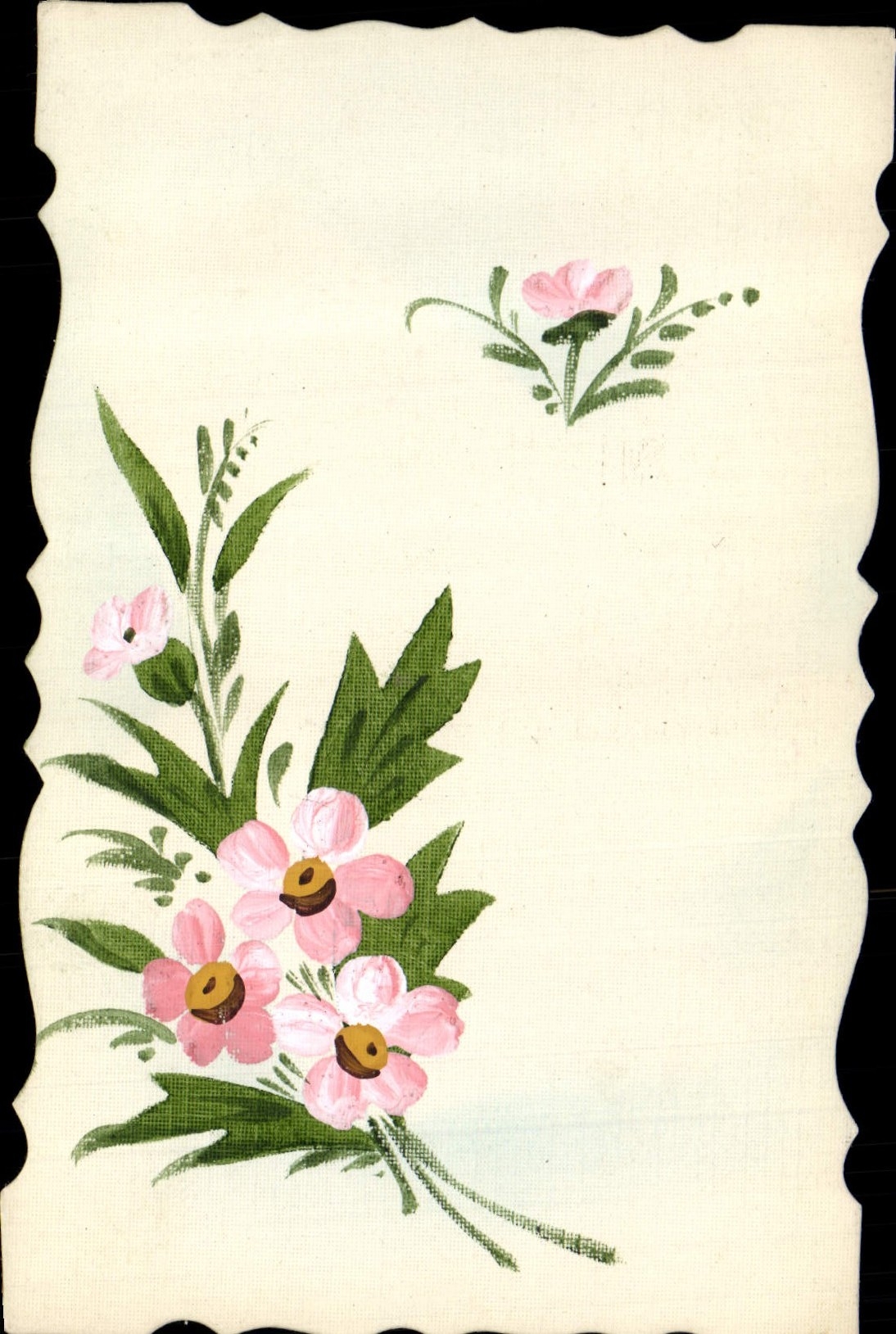Bouquet de fleurs roses — illustration peinte — Carte postale