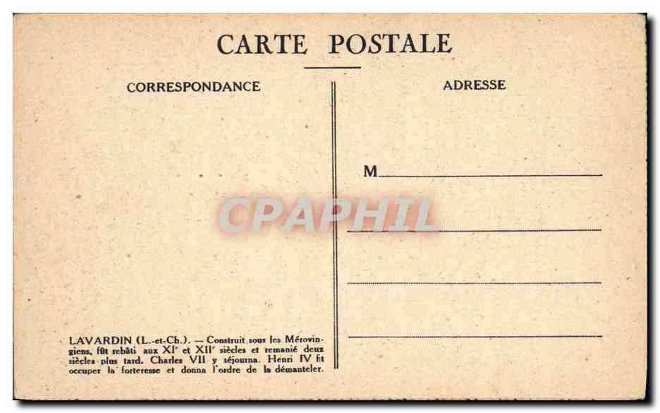 CPA Chateau Lavardin — Verso