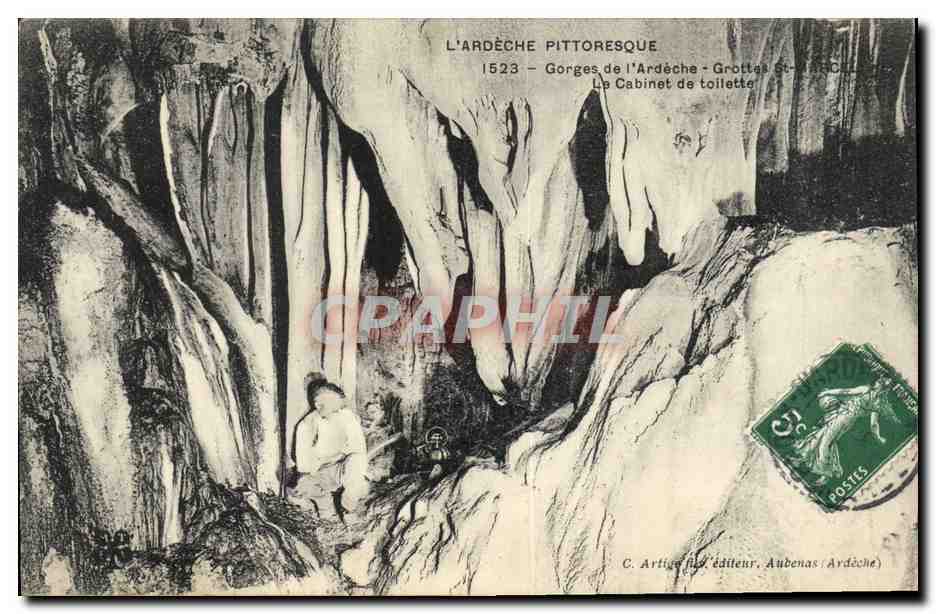 CPA Grottes Grotte Gorges de l'Ardeche Grottes St Marcel Le cabinet de toilette