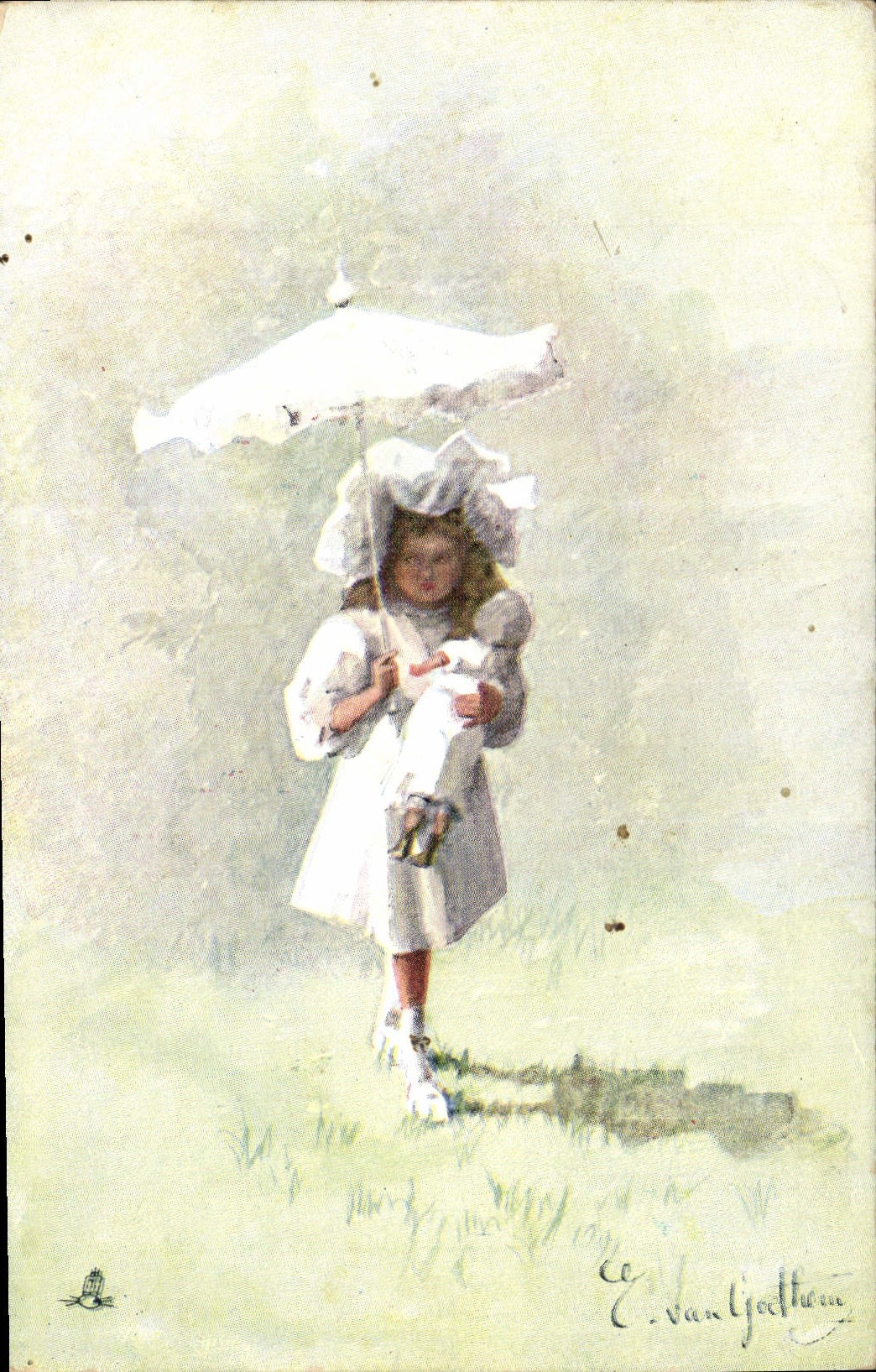 Mädchen mit Schirm — Spaziergang — Tuck's Post Card, Serie II.11, Nr. 9048