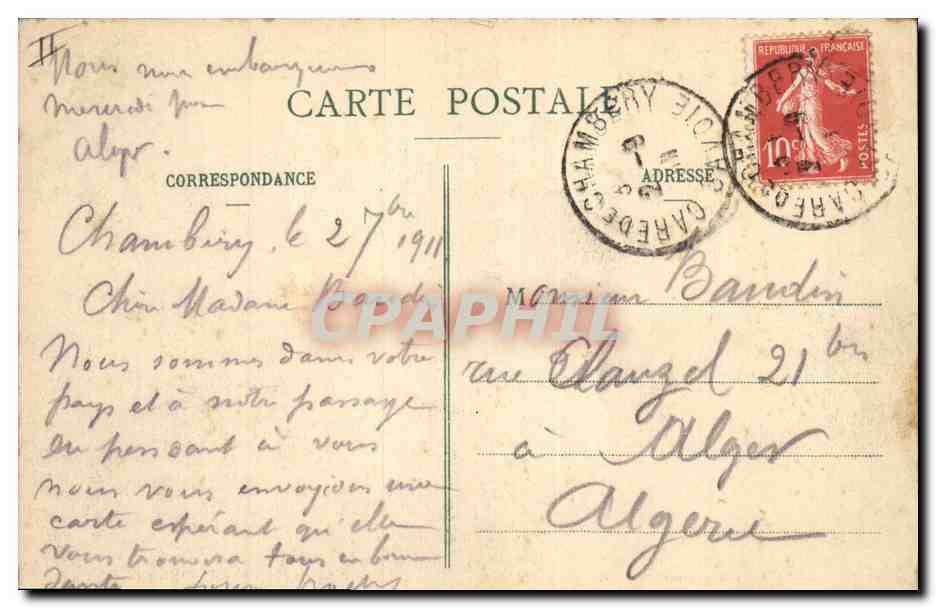 CPA Palais de justice Chambery La place — Verso