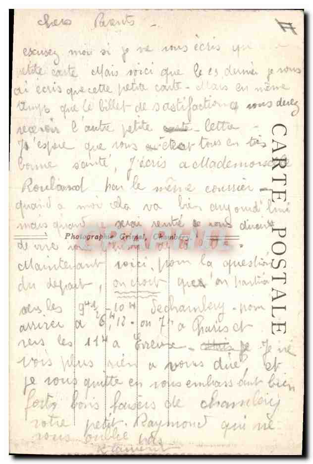 CPA Palais de justice Chambery La place — Verso