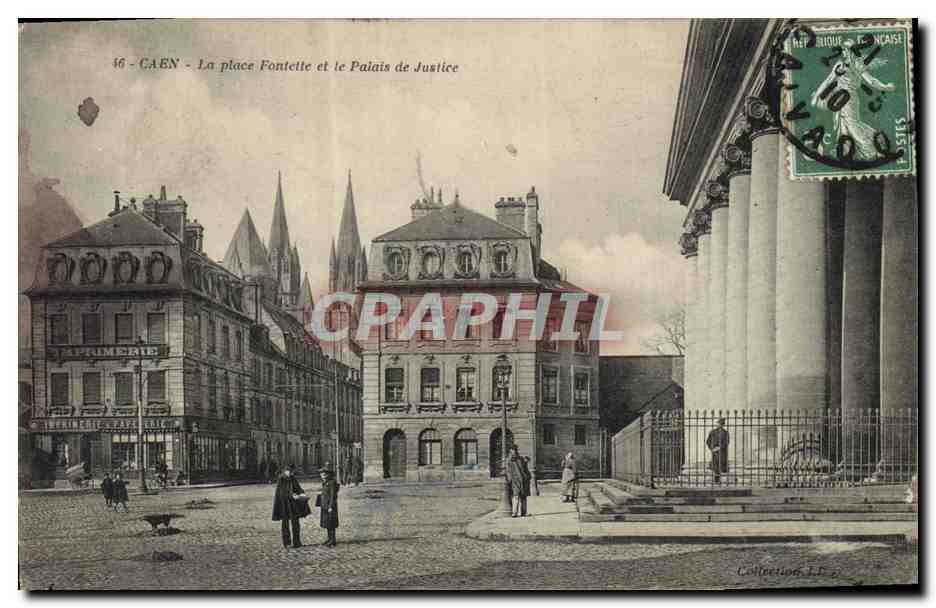 CPA Caen La place Fontette et le Palais de justice 