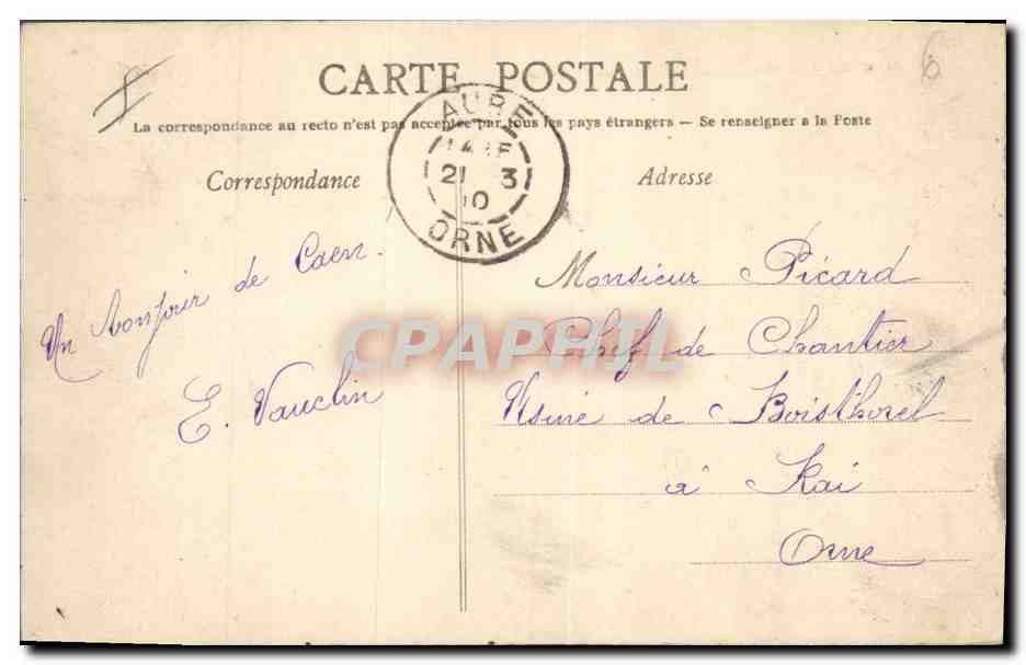 CPA Caen La place Fontette et le Palais de justice  — Verso