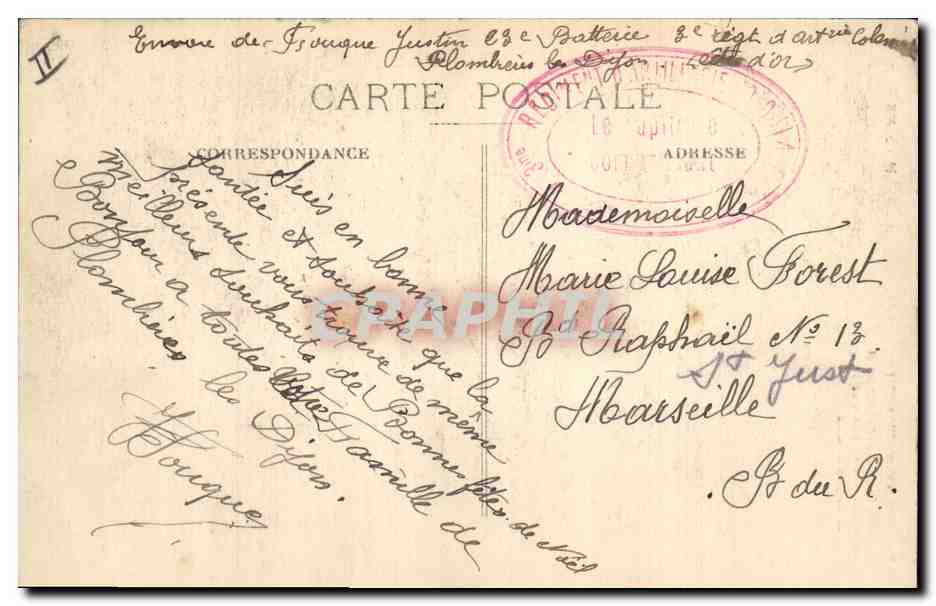 CPA Palais de justice Dijon — Verso