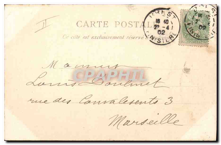 Le "COURBET" Cuirasse d'Escadre à fort central — A. Bougault, Toulon-sur-Mer, n°549 — Verso
