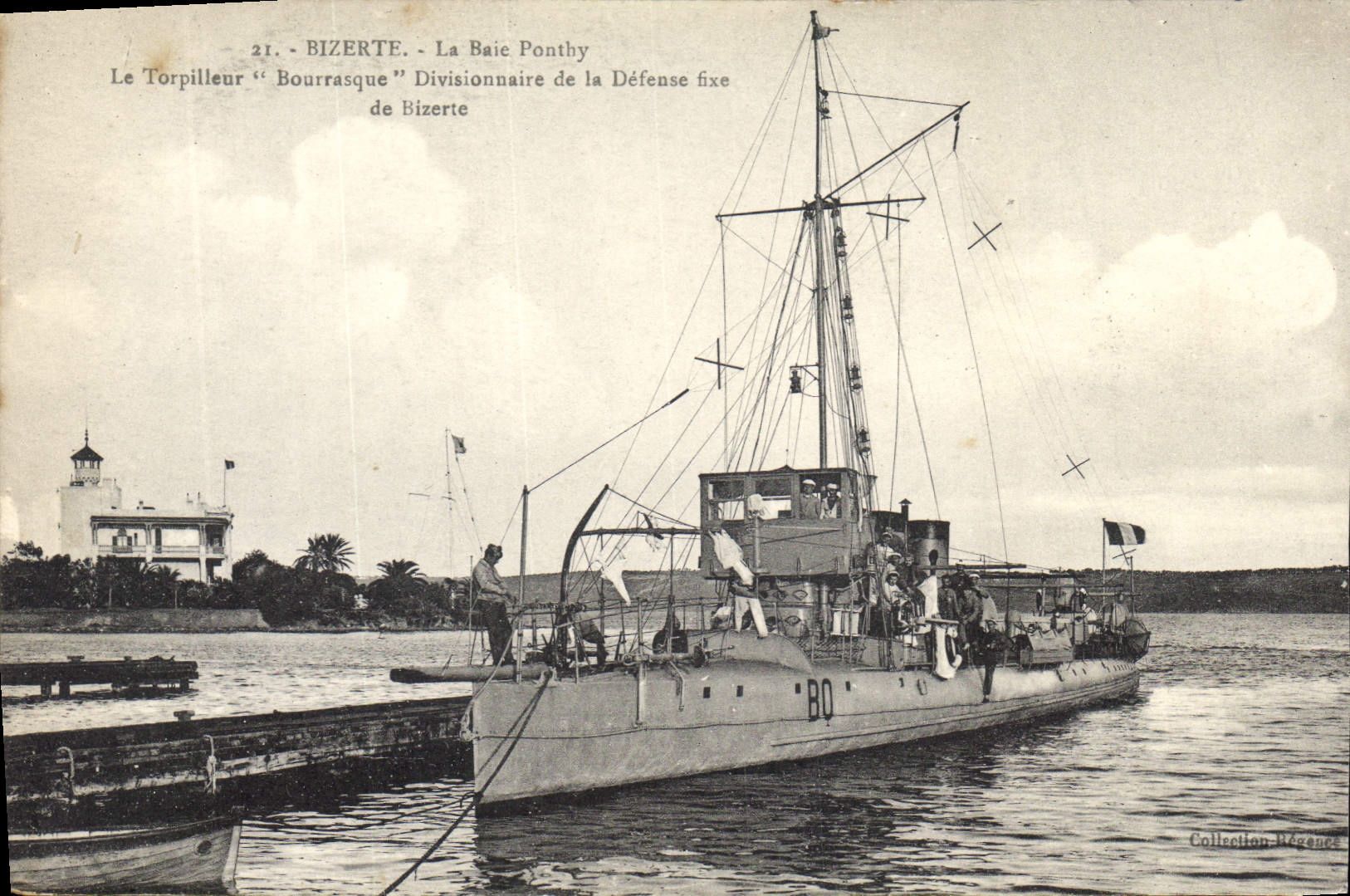 CPA Bateau de Guerre Tunisie Bizerte Le Torpilleur Bourrasque Divisionnaire de la Defense Fixe de Bi