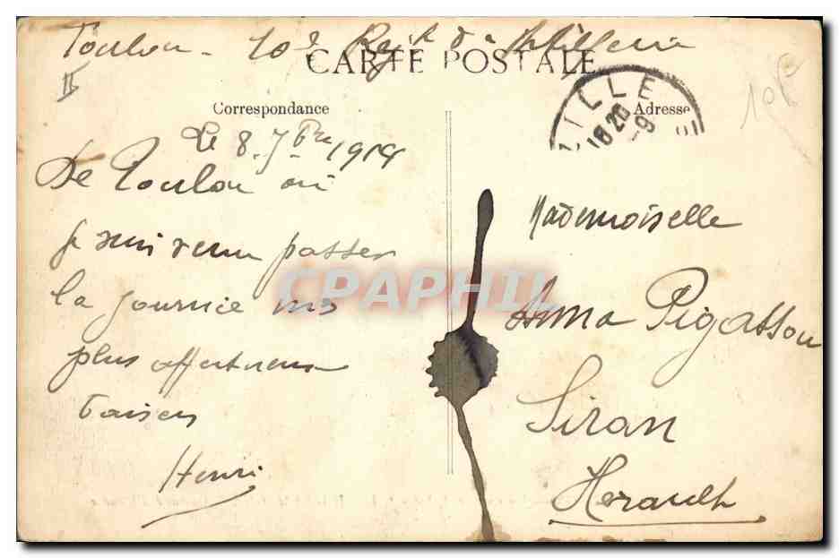 CPA Bateau de Guerre Toulon Un coup de tabac Le Charlemagne Cuirasse d'escadre — Verso