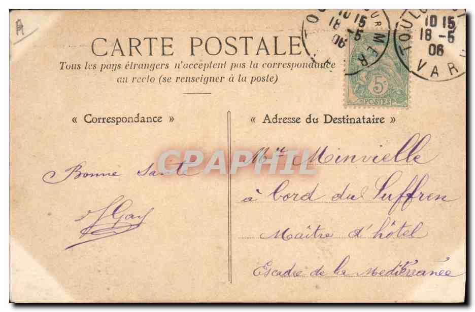 CPA Bateau de Guerre Le Charlemagne Cuirasse a la mer Un coup de tabac — Verso