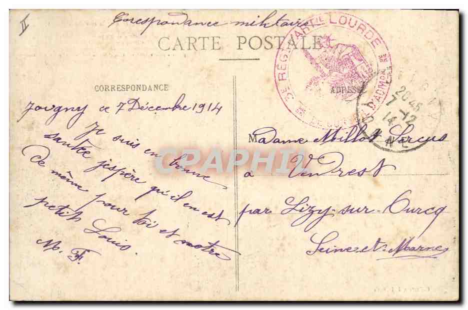 CPA Joigny La Sous Prefecture et la rive de l'Yonne Bateau — Verso