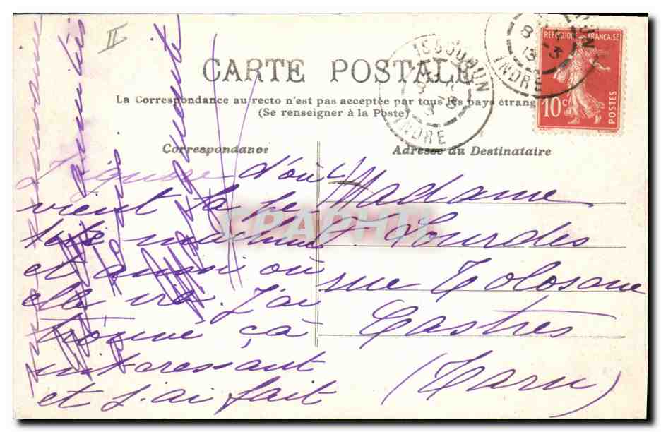 CPA Issoudun La Sous Prefecture  — Verso