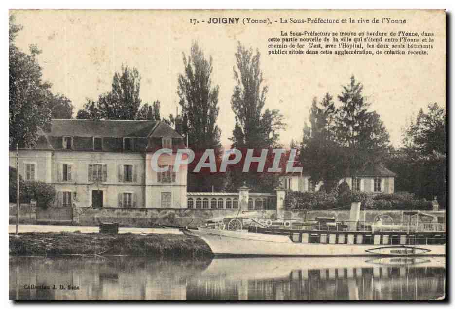 Joigny (Yonne) — La Sous-Préfecture et la rive de l'Yonne — Collection J. D. Seca