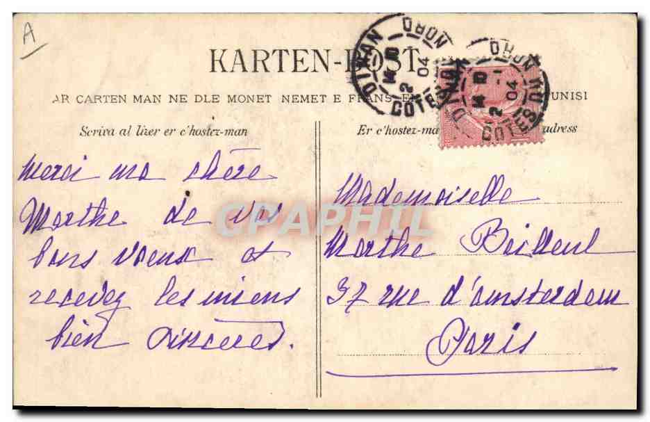 CPA Folklore Bretagne Enfants — Verso