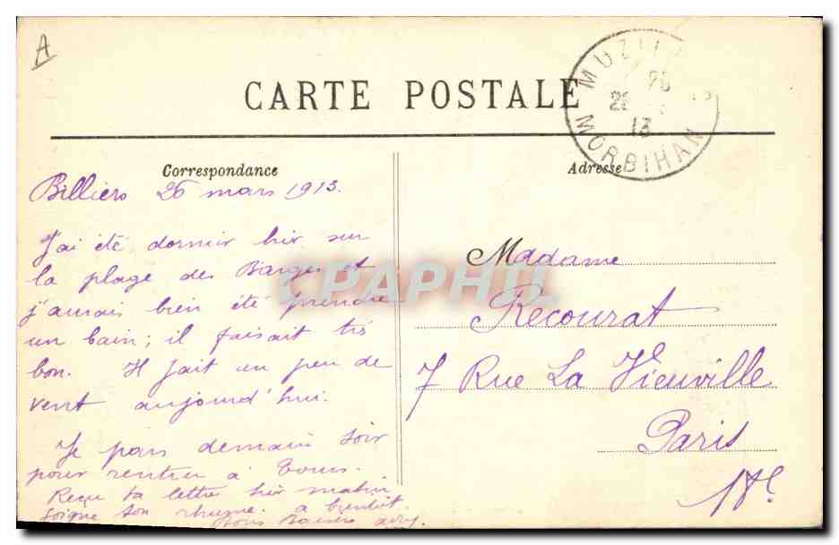 CPA Folklore Jeune Gas de Coray Enfant — Verso