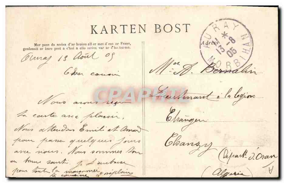 CPA Folklore Une famille de Plougastel Daoulas  — Verso