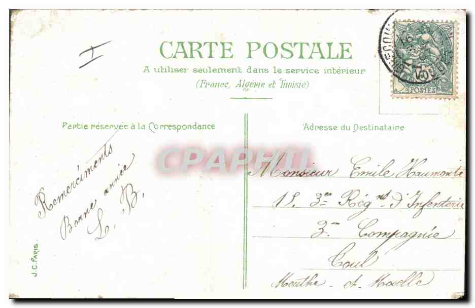 CPA Militaria L'engage volontaire — Verso