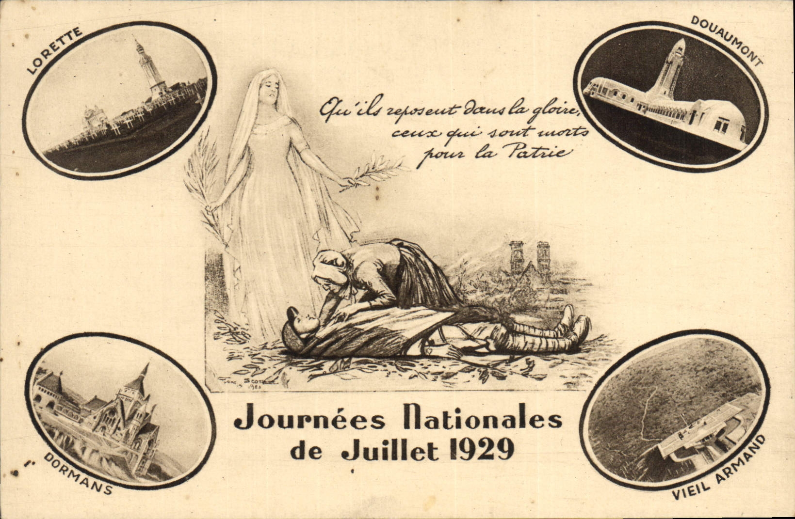 Journées Nationales de Juillet 1929 — Lorette, Douaumont, Dormans, Vieux Armand — Comité des Journées Nationales