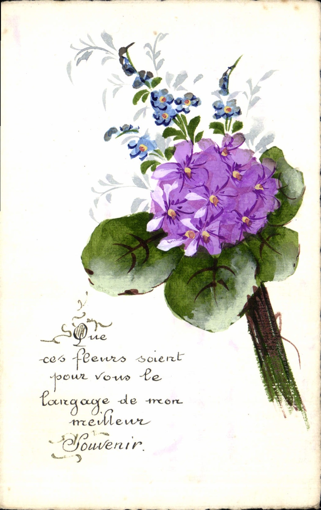 Bouquet de fleurs — illustration à l'aquarelle — Carte postale