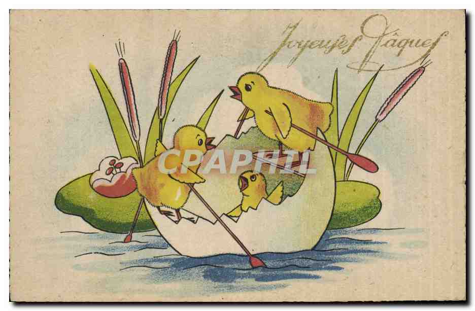 CPA Fantaisie Poussins Oeuf 